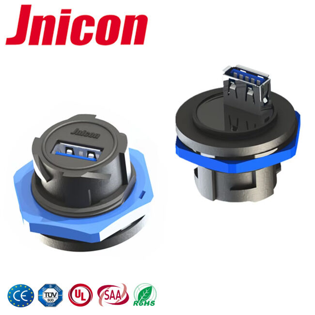 IP67 Waterproof USB 3.0 Connector High Durability Panel Mount Male Female Data Connector